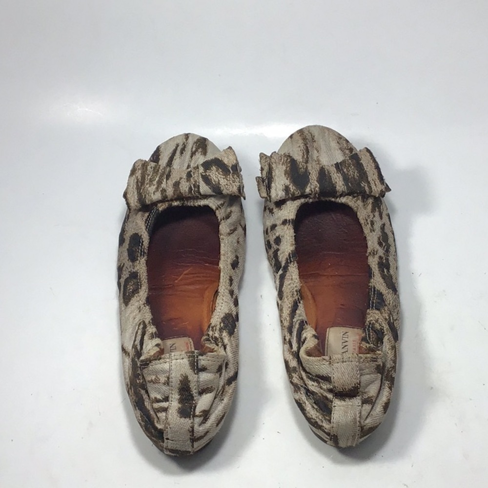 Lanvin Animal Print Fabric Bow Ballerina Flats Size 8.5 - Picture 5 of 12